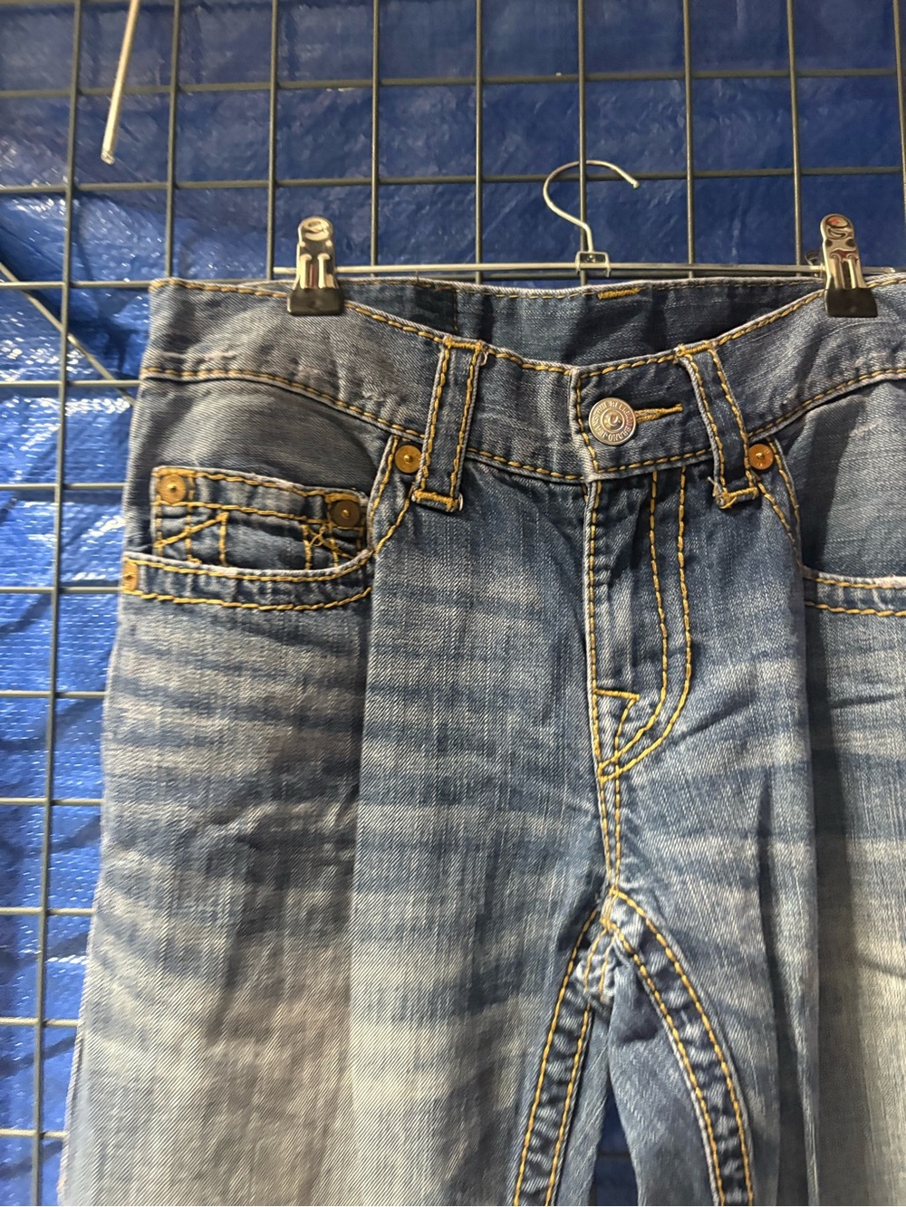 True Religion Blue Denim Jeans with Contrast Stitching - Picture 4 of 5